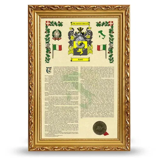 Aceti Armorial History Framed - Gold