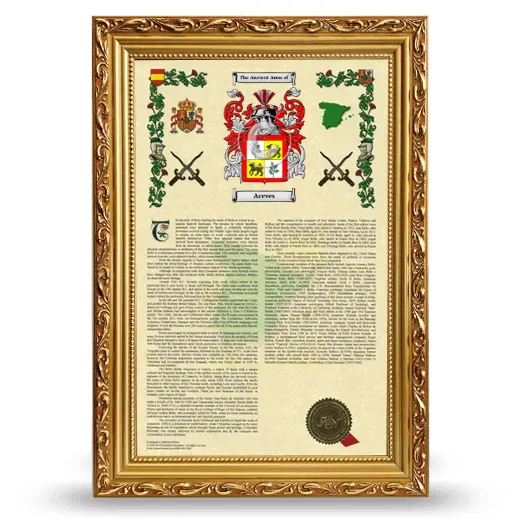 Aceves Armorial History Framed - Gold
