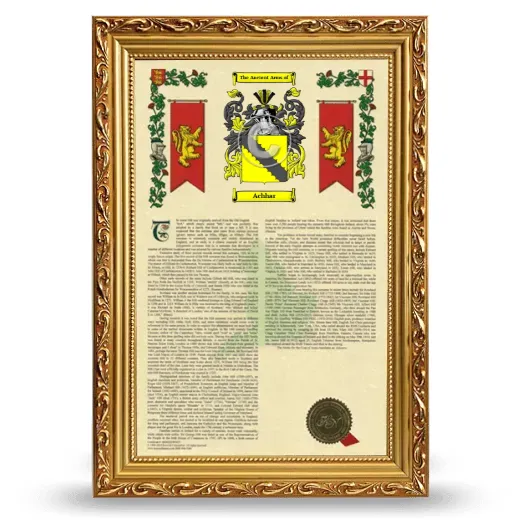 Achhar Armorial History Framed - Gold
