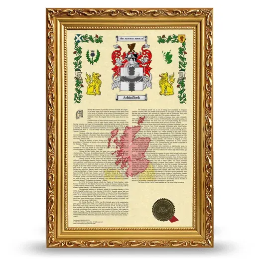 Achinflock Armorial History Framed - Gold