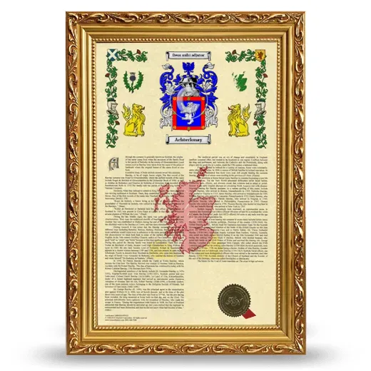 Achterlonay Armorial History Framed - Gold