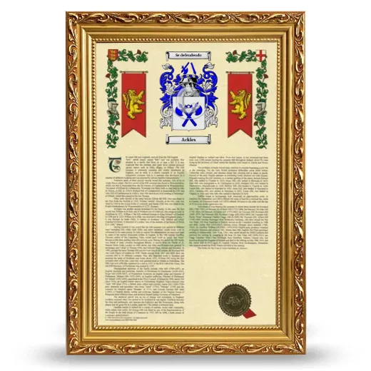 Ackles Armorial History Framed - Gold