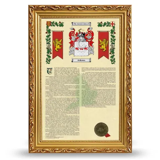 Ackown Armorial History Framed - Gold