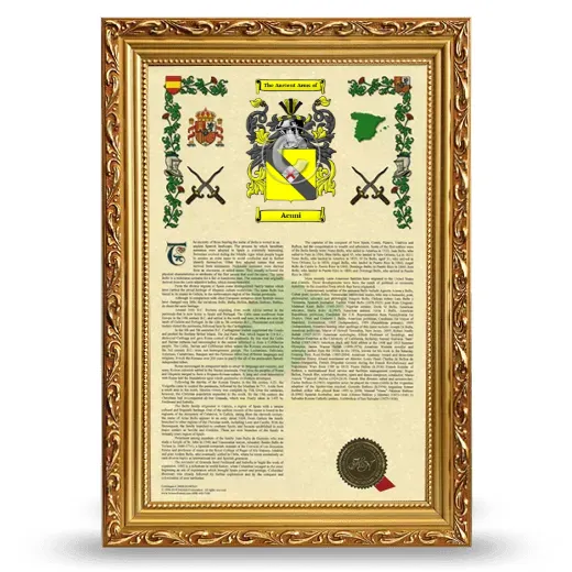 Acuni Armorial History Framed - Gold