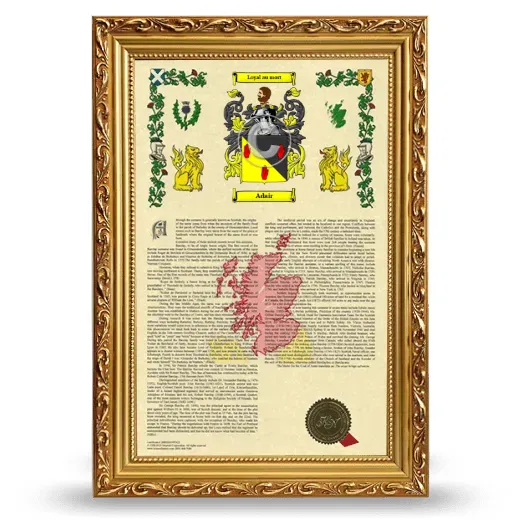 Adair Armorial History Framed - Gold