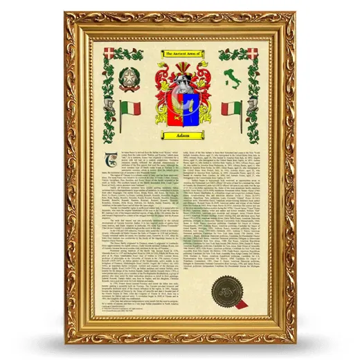 Adam Armorial History Framed - Gold