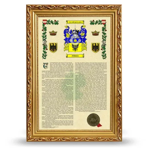 Adamm Armorial History Framed - Gold