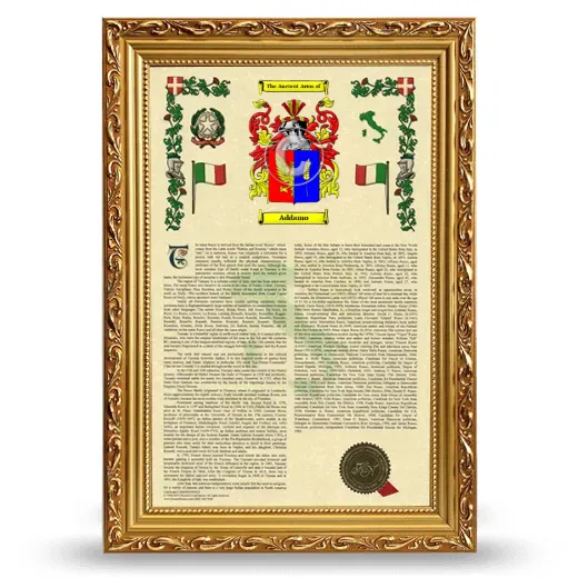 Addamo Armorial History Framed - Gold