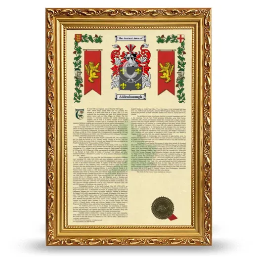 Addenborough Armorial History Framed - Gold