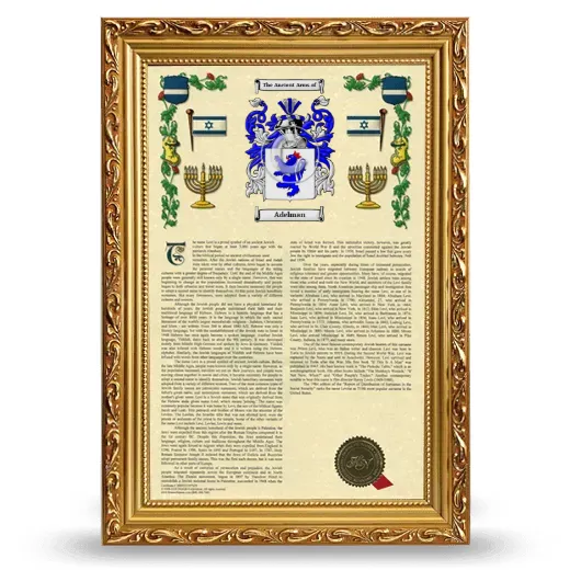 Adelman Armorial History Framed - Gold