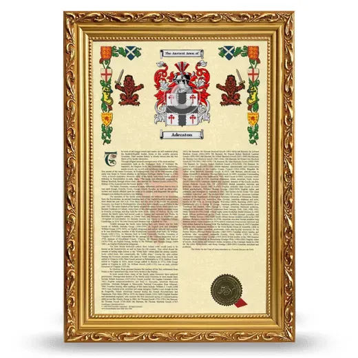 Adenston Armorial History Framed - Gold
