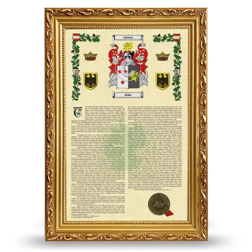 Ader Armorial History Framed - Gold