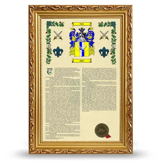 Ager Armorial History Framed - Gold