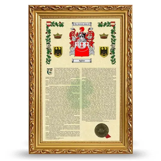 Agino Armorial History Framed - Gold