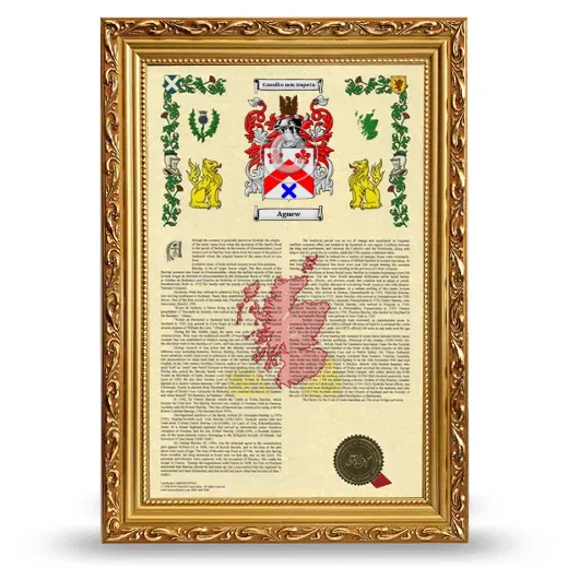 Agnew Armorial History Framed - Gold