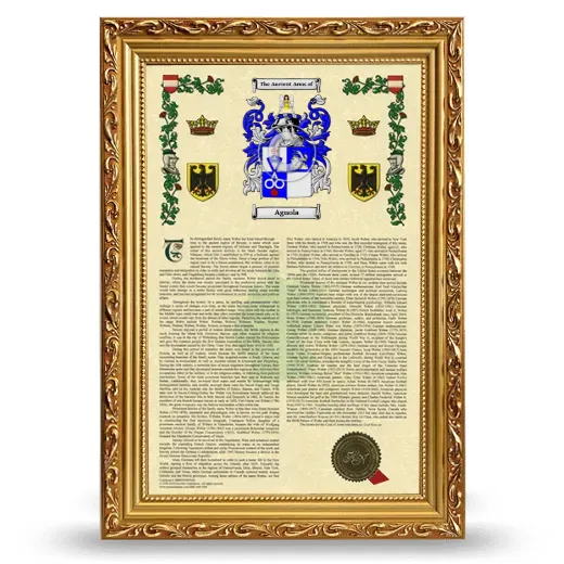 Agnola Armorial History Framed - Gold