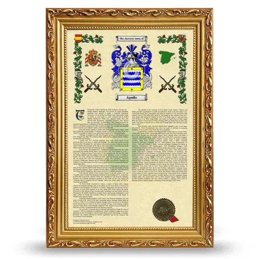 Aguilo Armorial History Framed - Gold