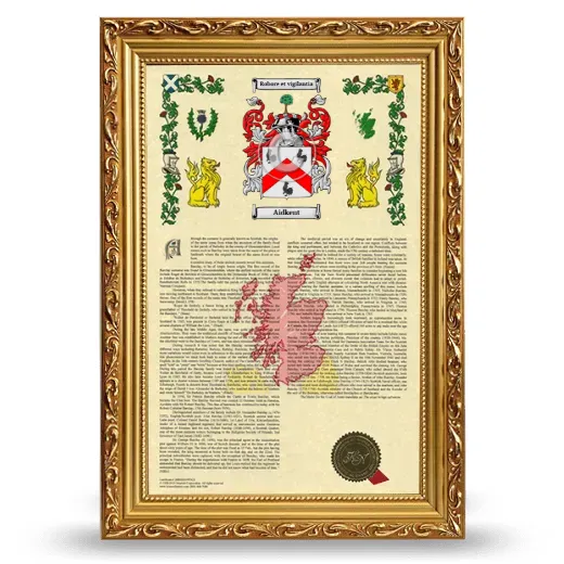 Aidkent Armorial History Framed - Gold