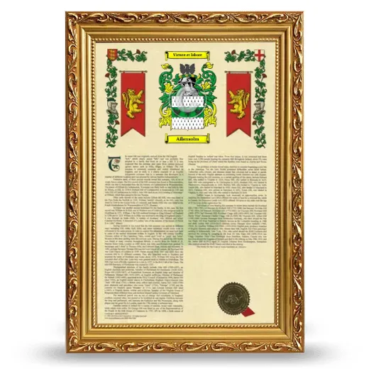 Ailansolm Armorial History Framed - Gold