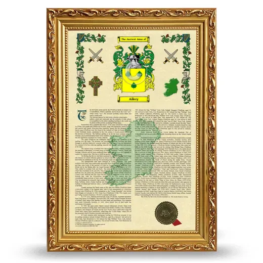 Ailery Armorial History Framed - Gold