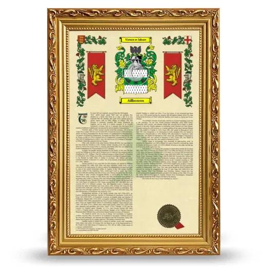 Aillansom Armorial History Framed - Gold