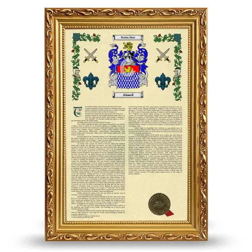 Ainard Armorial History Framed - Gold