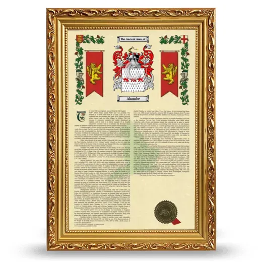 Akambe Armorial History Framed - Gold
