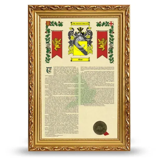 Akar Armorial History Framed - Gold