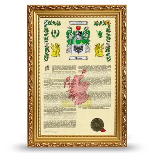 Akeson Armorial History Framed - Gold
