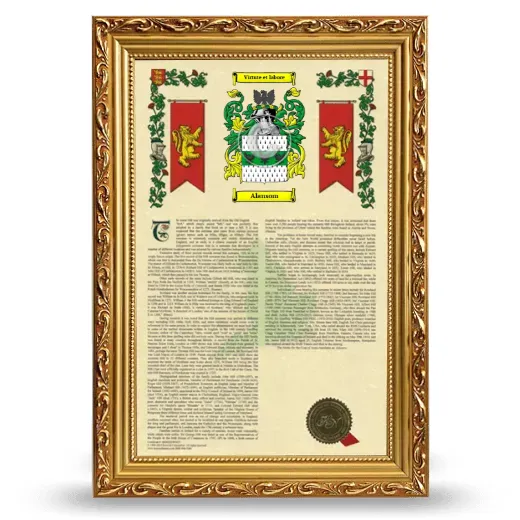 Alansom Armorial History Framed - Gold