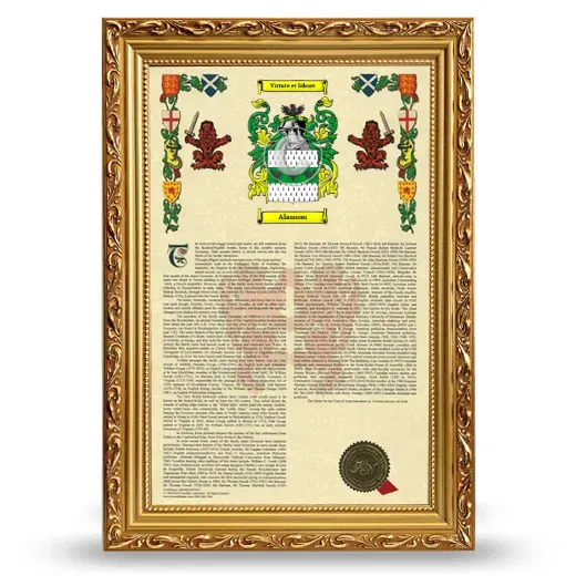 Alanson Armorial History Framed - Gold