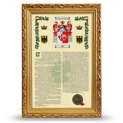 Alba Armorial History Framed - Gold