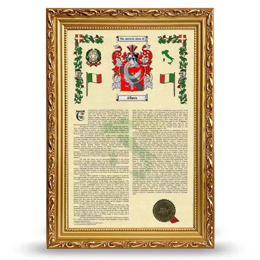 Albera Armorial History Framed - Gold