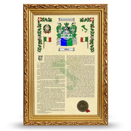 Albini Armorial History Framed - Gold