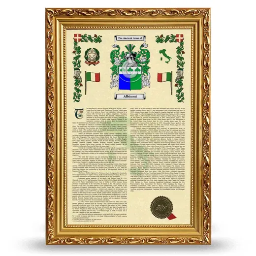 Albinoni Armorial History Framed - Gold