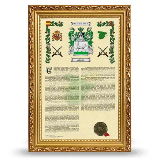Alcaide Armorial History Framed - Gold
