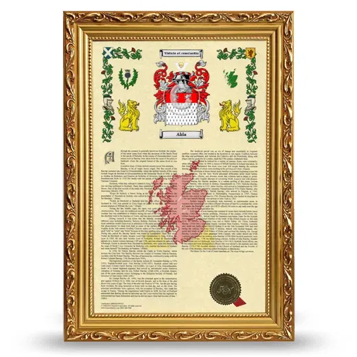 Alda Armorial History Framed - Gold