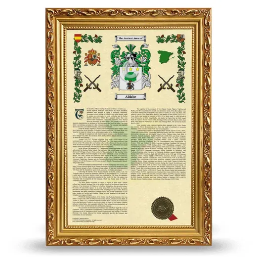 Aldabe Armorial History Framed - Gold