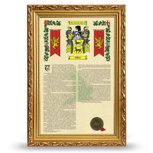 Aldant Armorial History Framed - Gold