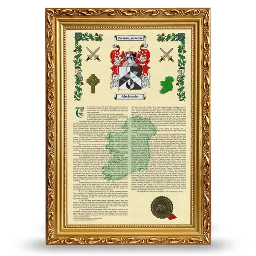 Aleckander Armorial History Framed - Gold