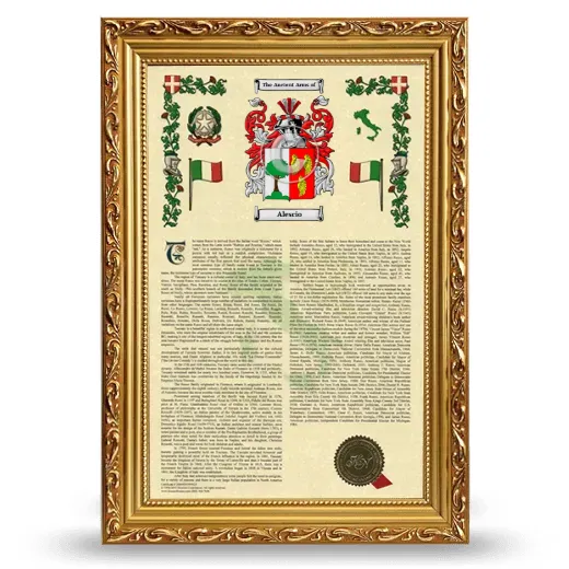 Alescio Armorial History Framed - Gold
