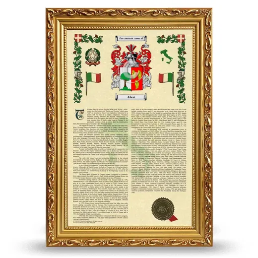 Alesi Armorial History Framed - Gold
