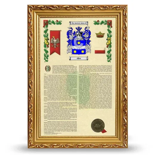 Alex Armorial History Framed - Gold