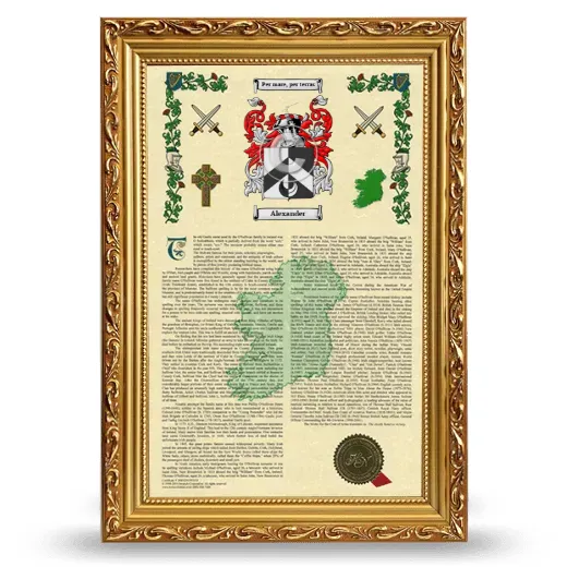 Alexander Armorial History Framed - Gold