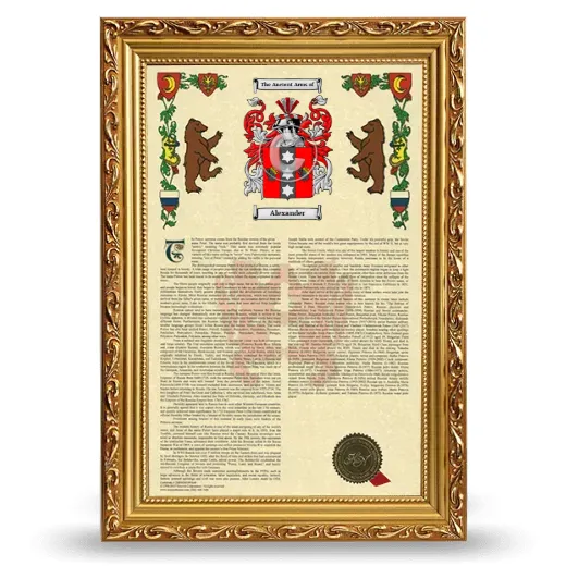 Alexander Armorial History Framed - Gold