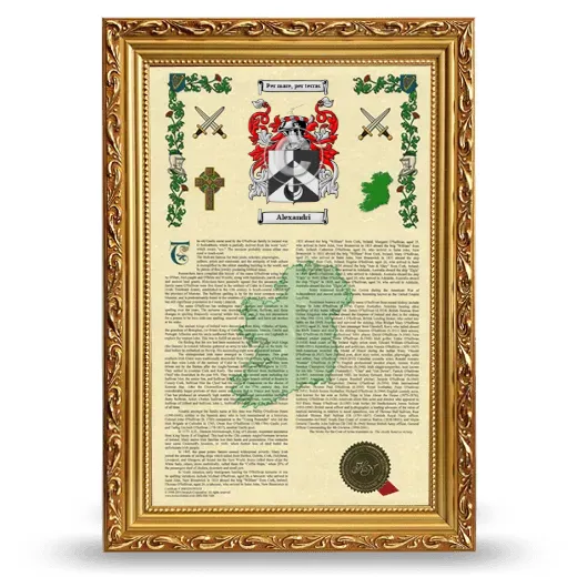 Alexandri Armorial History Framed - Gold
