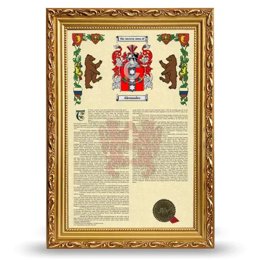 Alexandro Armorial History Framed - Gold