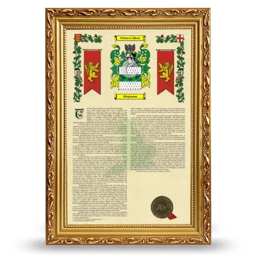 Aleynson Armorial History Framed - Gold