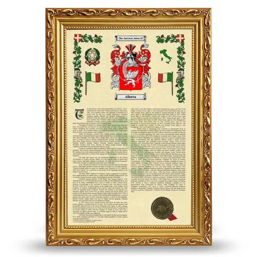 Aliotta Armorial History Framed - Gold