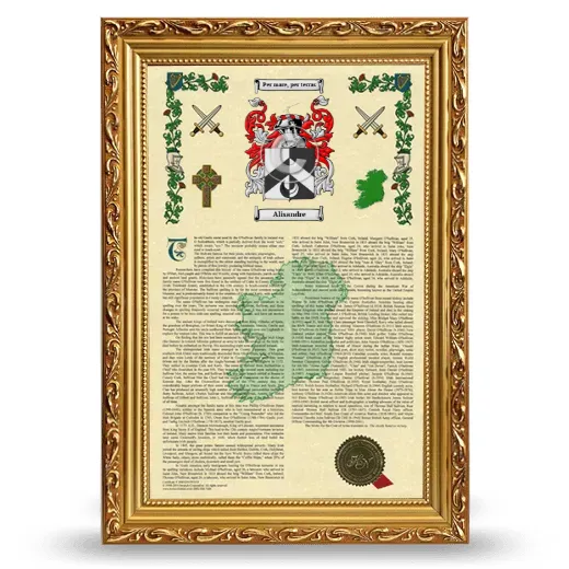 Alisandre Armorial History Framed - Gold